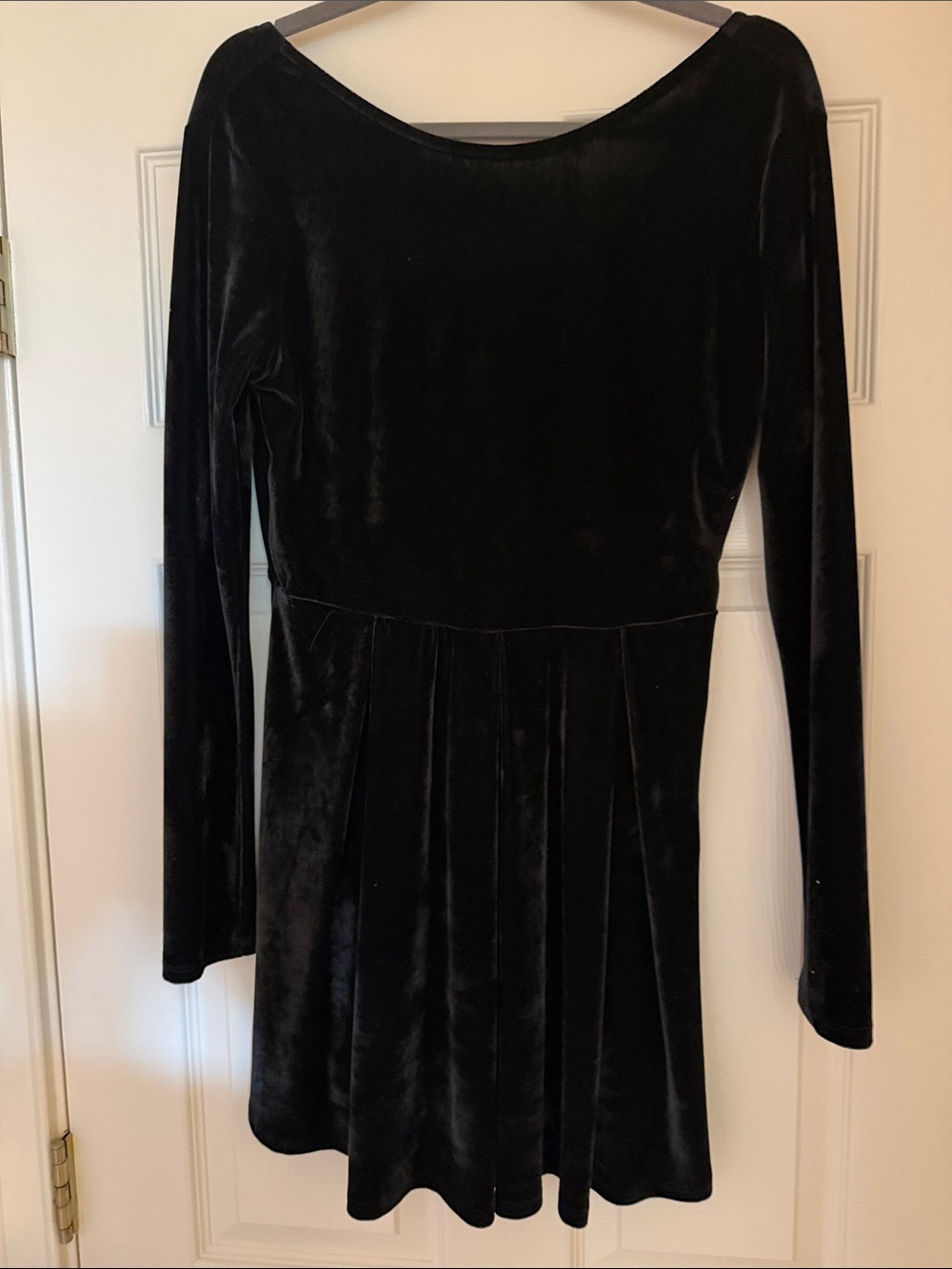 Altar'd State Black Velvet Long-Sleeve Fit-and-Flare Dress